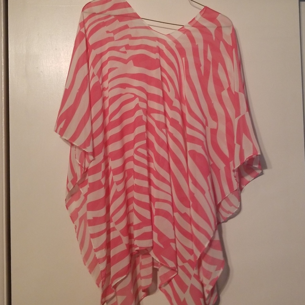 Pink zebra print pancho